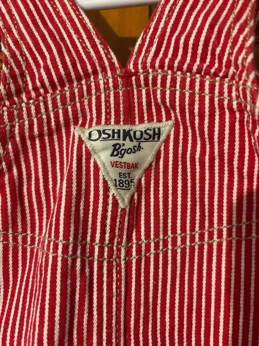 OshKosh B'gosh Red Hickory Stripe Overall Dress 24 Months